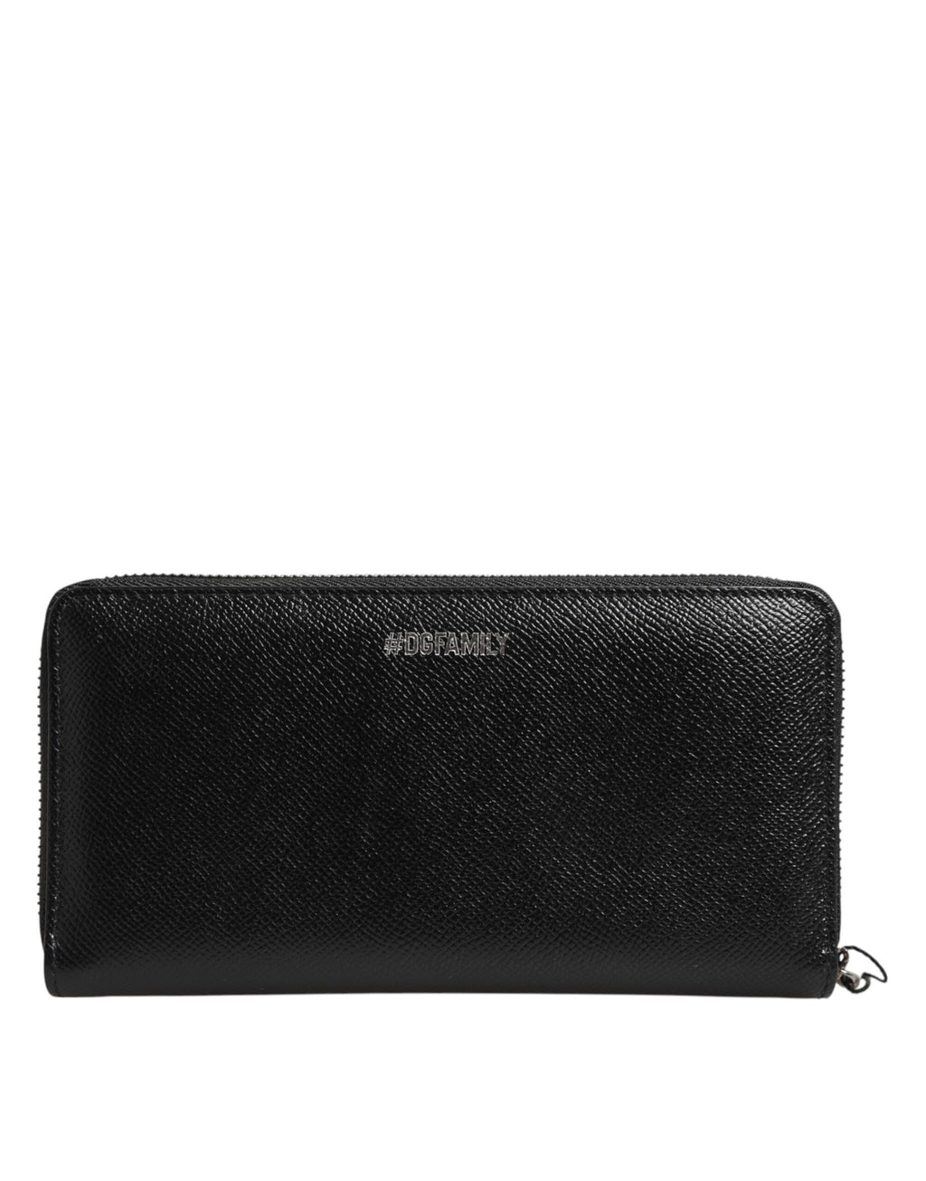 Black Leather #DGFAMILY Zipper Continental Mens Wallet