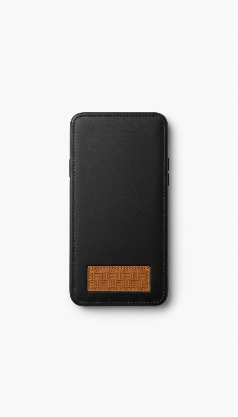 Leather phone case in cognac grain