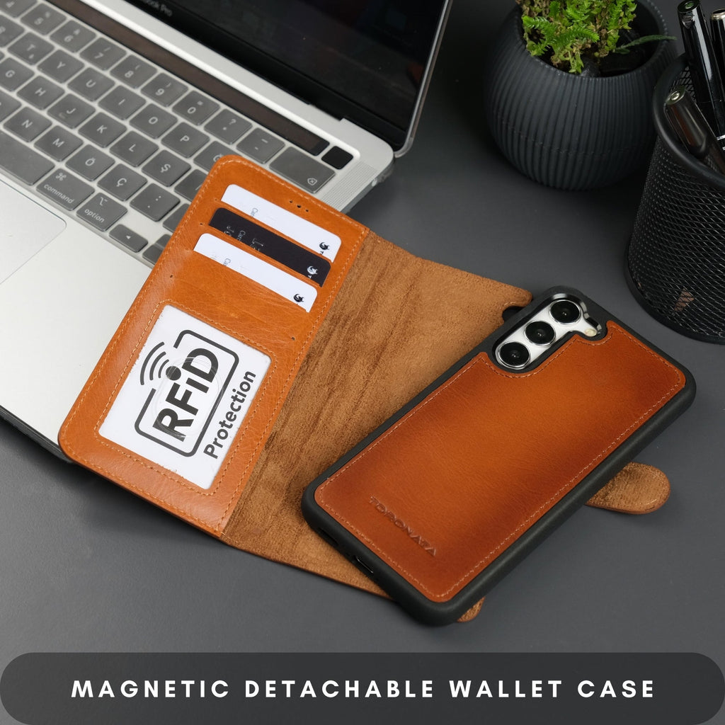 Buffalo Leather Samsung Galaxy S24 Plus Wallet with Detachable Case