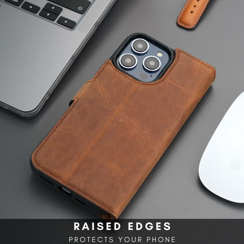 Casper Leather iPhone 15 Pro Max Wallet Case | Detachable MagSafe Compatible RFID Protection