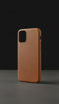 Leather phone case in midnight black